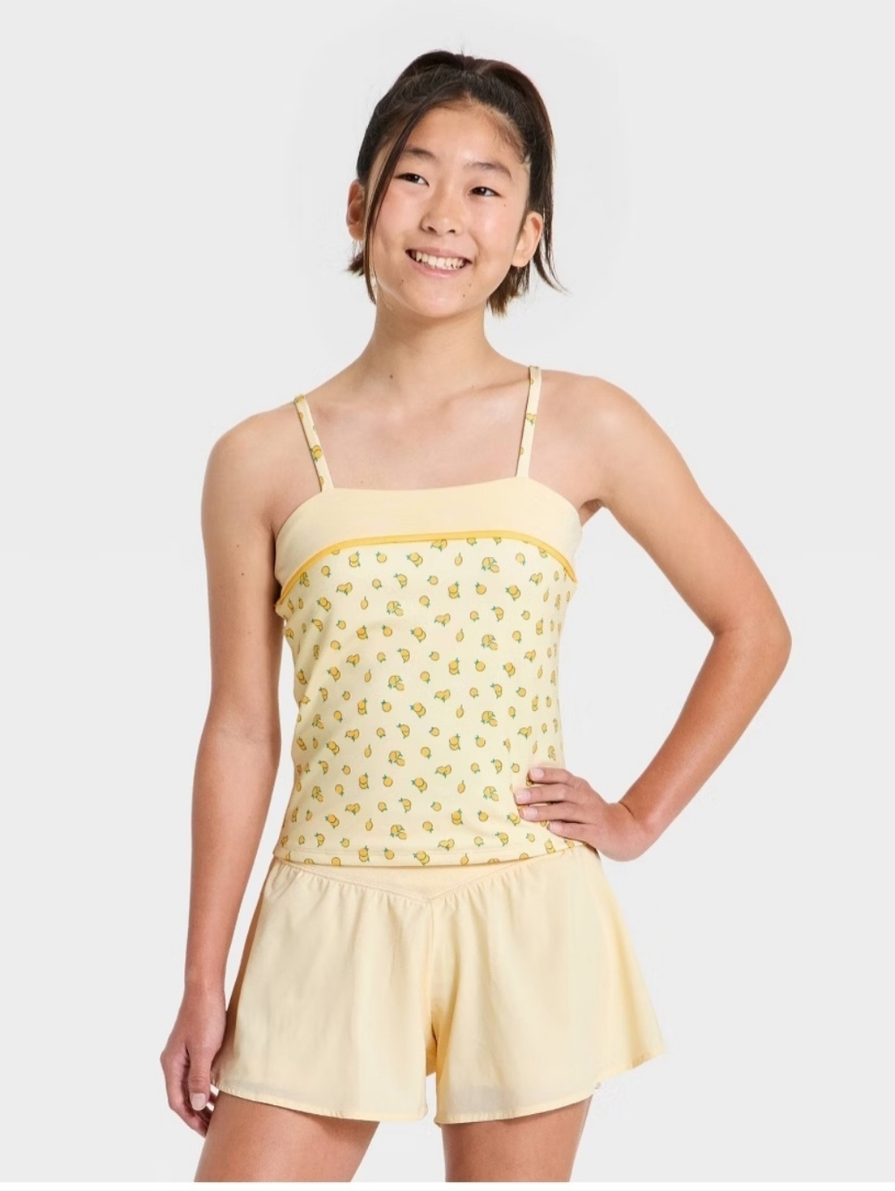 Girls' Piped Tank Top - All In Motion Yellow M